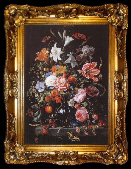 framed  Jan Davidsz. de Heem Fresh flowers and Vase, ta009-2